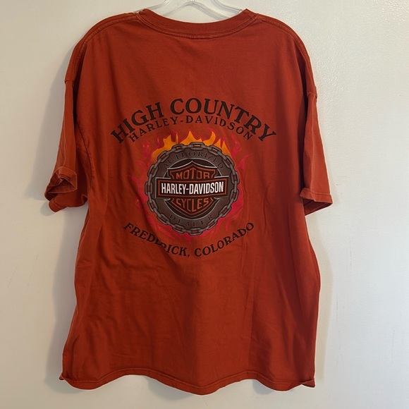 Harley-Davidson Graphic Tee in Burnt Orange. High Country Harley Frederick Co XL - Picture 1 of 7